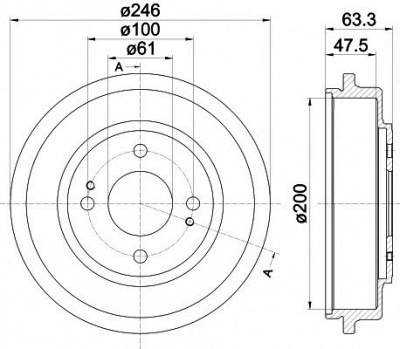 HELLA PAGID 8dt355302401 -  Тормозной барабан
